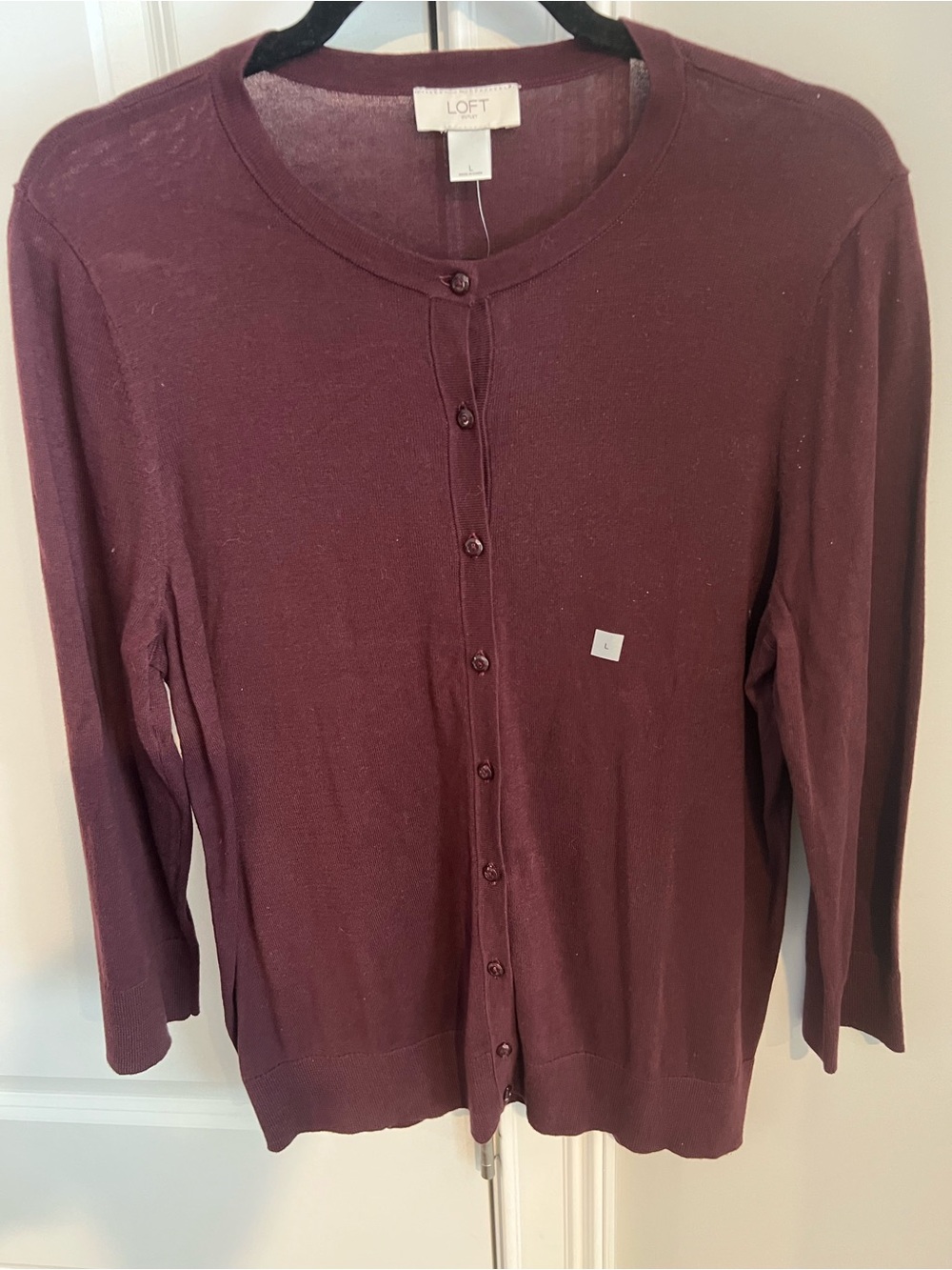 LOFT Outlet Button-Front Cardigan in Plum